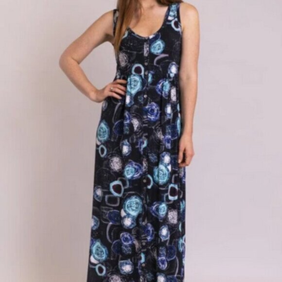 Blue Sky Clothing Lanai Teal Bubbly Dress Size Medium Bamboo Blend - Picture 5 of 5